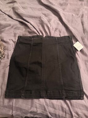 NWT Free People Black High-Waist Paneled Mini Skirt